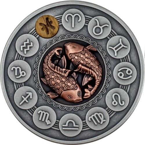 Beautiful Non-Magnetic Twelve Constellation Zodiac Silver Coins Euro Astrology Sagittariu/Pisces/Virgo Elizabeth Souvenir Gift