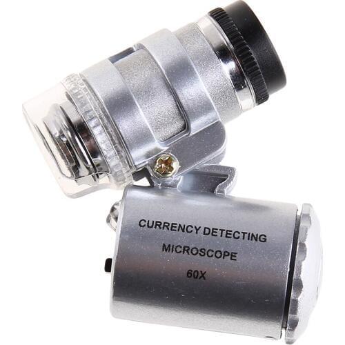 60x Mini Jeweler Loupe Magnifying Glass With LED Portable Pocket Microscope Handheld Magnifier Easy To Carry