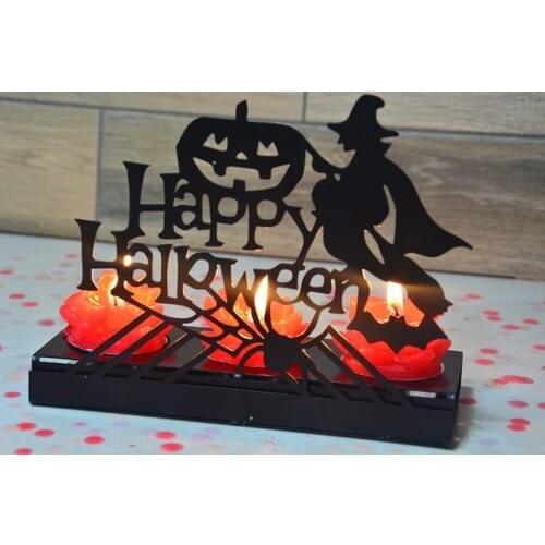 Pnr Decor Trıple Halloween Witch Metal Candle Holder Candlestick