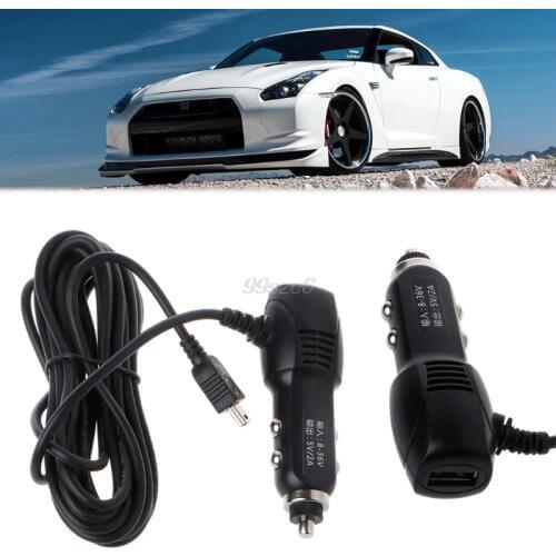 Mini/Micro USB Port Dual USB 5V 2A Car Charger Adapter Cigarette Lighter For Car DVR Vehicle Charging With 3.5m Cable