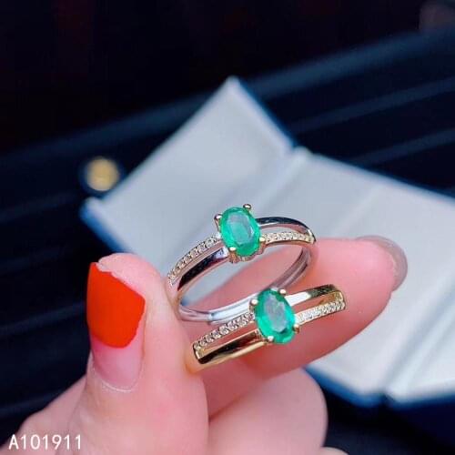 KJJEAXCMY boutique jewelry 925 sterling silver inlaid natural emerald gemstone trendy female ring support detection luxurious