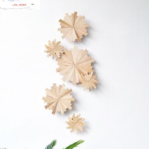 Irregular Solid Wood Wall Decoration Three-piece Set Wall-mounted Ornaments Pendant Crafts Home Accessories Hanging Decorations