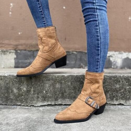 New womens ankle boots, womens suede shoes, autumn and winter short boots, womens casual shoes womens pointed toe boots