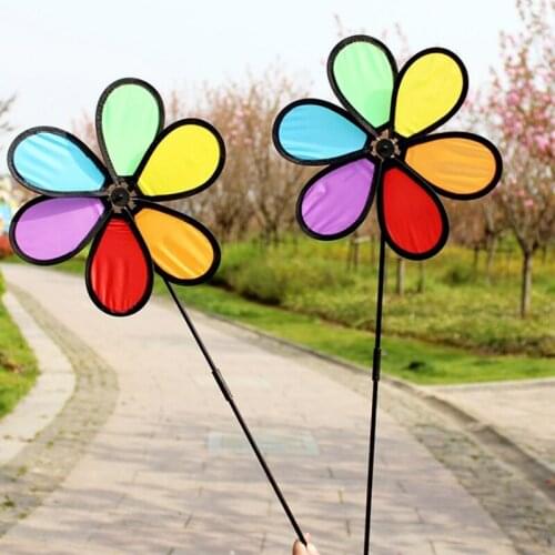 New Colorful Rainbow Dazy Flower Spinner Wind Windmill Garden Yard Outdoor Decor 50cm long