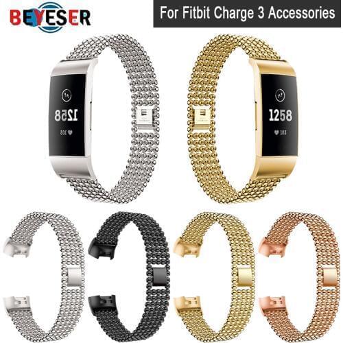 Metal watch Band Strap For Fitbit Charge 3 Charge 4 Smartwatch Wristband Replacement band Buckle Solid Metal Belt Accessorise