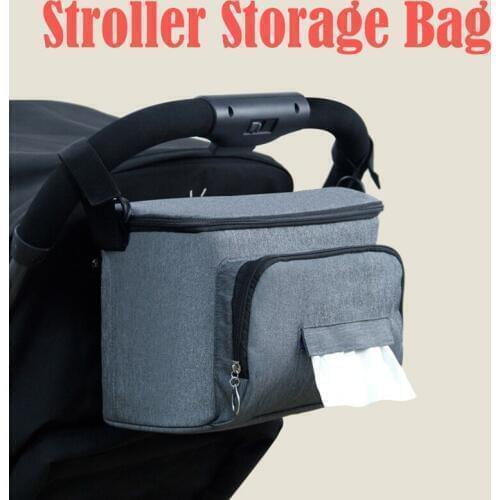 Grey Large Capacity Baby Stroller Bag Storage Organizer Mom Travel Hanging Carriage Pram Mummy Diaper Bags Stroller Accessories