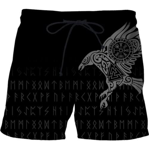 Viking Summer New Casual Shorts Men Beach Breathable Quick Dry Loose Shorts Mens Fashion Print Short Pants Couple Shorts Male