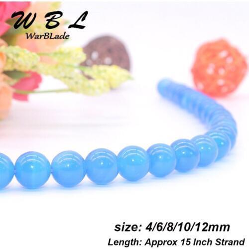 WarBLade Natural Stone Blue Beads Round Loose Stone Beads For DIY Necklace Bracelet Jewelry Making 4mm 6mm 8mm 10mm 12mm