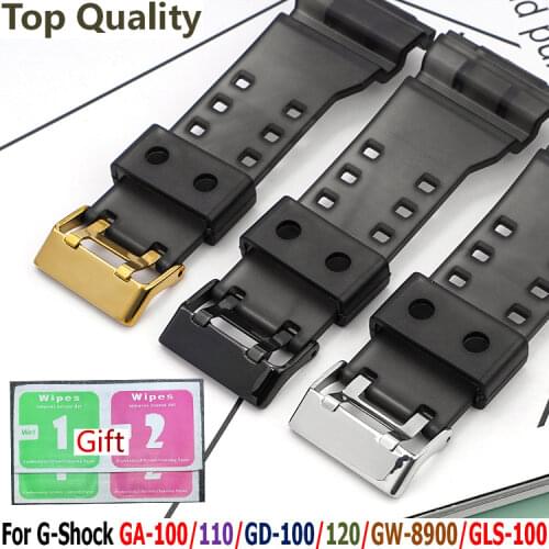 16mm PU Watch Band For Casio G-Shock GA-100/G-8900/GW-8900/GLS-100/GLS-8900 Bracelet Silicone Watchband Strap for g-shock Wrist