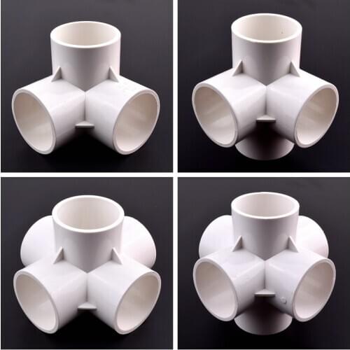 50mm White 3/4/5 Ways Cross 6 Ways Irrigation Tube Fruits Hydroponic Frame Connectors PVC Pipe Three-dimensional Joint Fittings