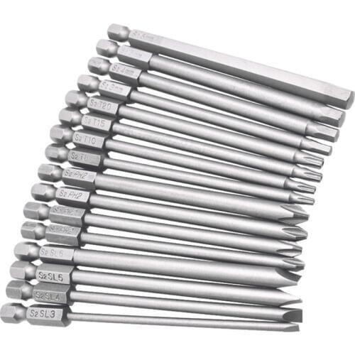 16pcs/set Steel Hex Torx Screwdriver Drill Bits Security Magnetic Head 100mm 72XD