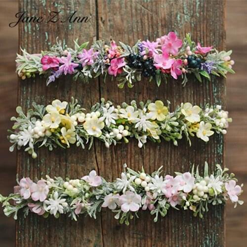 Jane Z Ann Tiara mori hair wreath flower baby 100 days 1 year newborn photography props baby photos accessories 3 colors