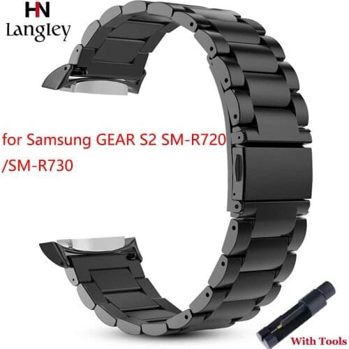High Quality Solid Stainless Steel Straps Flat Buckle Band For Samsung GEAR S2 SM-R720/SM-R730 Smart Watch Wristbands with Tools
