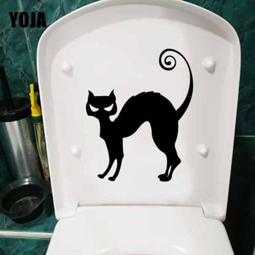 YOJA 19.8X24.6CM Home Decoration Wall Stickers Toilet Decal Spooky Party Black Cat T5-0075
