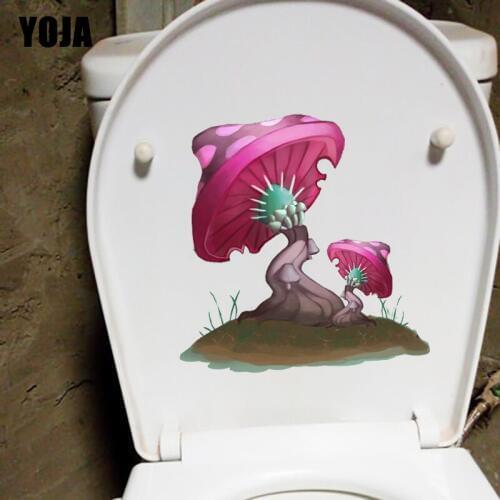 YOJA 22*22.6CM Small Fresh Mushrooms Cartoon Home Wall Sticker Decal Toilet WC Decor T1-1185