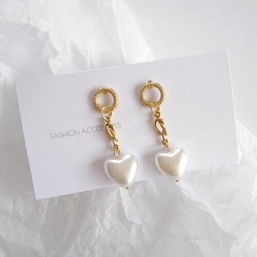 S925 needle Drop Earrings Delicate Jewelry Golden Plating Simulated Pearl Heart Hanging Dangle Earrings Women Jewelry Gifts