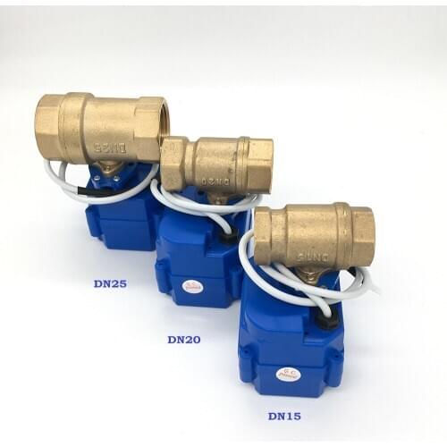 1/2"(DN15) 3/4"(DN20) 1"(DN25) 2pcs BSP NPT Brass Motorized Ball Valves 2 Wires Control for WLD-807 Water Leak Detection Alarm