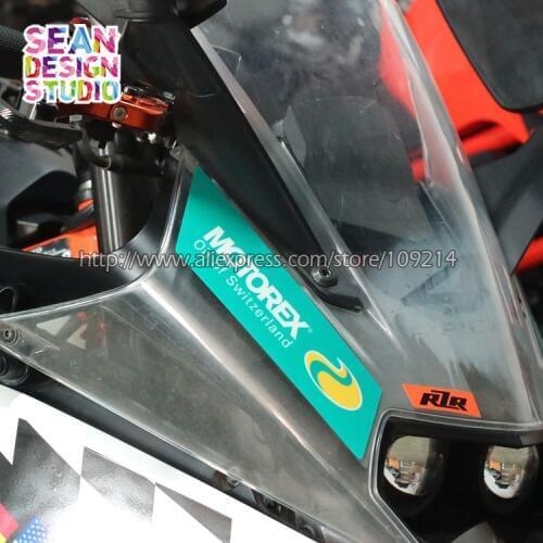 1 Pair For KTM RC200 RC390 MOTOREX Windshield sticker Helmet Moto Motorcycle Auto Decal Sticker Waterproof 23