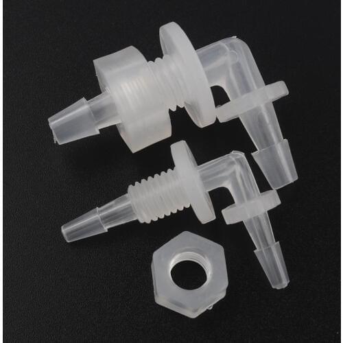 100pcs M6 M8 Thread To 2.4-4.8mm PP Pagoda Elbow Connectors Hex Nut Aquarium Fish Tank Air Pump Fittings Hose Joints Wholesale