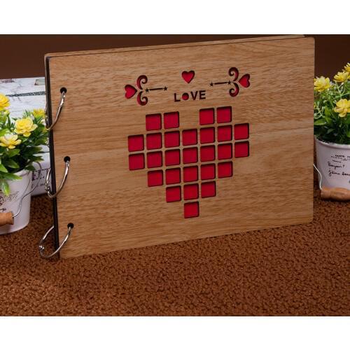 12 Inch Handmade Wooden Cover Albums Loose-leaf Retro Personalized Photo Album Baby Lovers DIY Wedding Memorial Photo Album