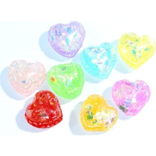 20Pcs 16x16mm Mixed Color Heart Round Resin Cabochon Flatback Decoration Crafts Embellishments For Scrapbooking DIY Accessories