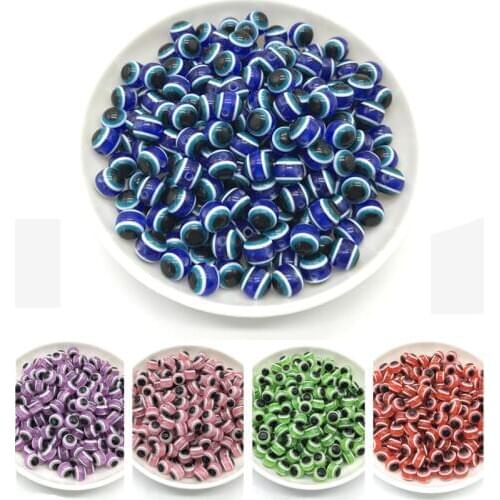 6/8/10mm Color Round Spacer Beads Blue Evil Eye Beads Stripe Resin Spacer Beads For Jewelry Making DIY Bracelet Necklace Charms