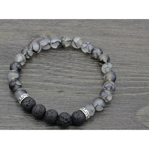 8mm erg3 adjusted Charm Black dragon bead black volcanic lava Bracelet Stone bead essential oils diffuser women