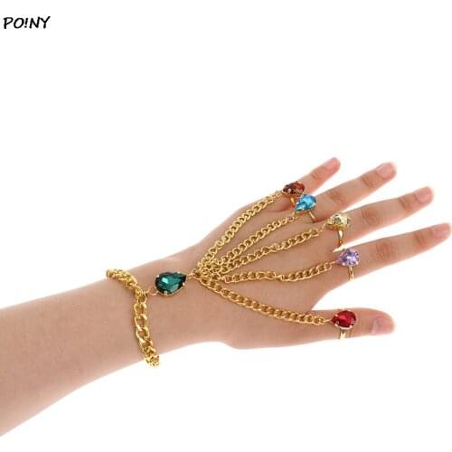 Infinite Power Glove Gauntlet Bracelets Bangles Gem Stone Pulsera For Women Girls Jewelry Gift