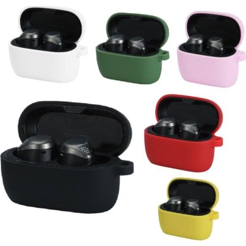 Earphone Case for Jabra Elite Active 75t Headset Wireless Earphone Silicone Protective Storage Case Cover with Anti-Lost Hook