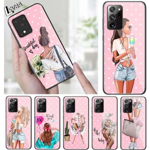 Woman Girl Mom Baby for Samsung Note 20 S20 FE Lite Ultra Plus A91 A71 A51 A41 A31 A21 A21S A11 A01 Black Phone Case