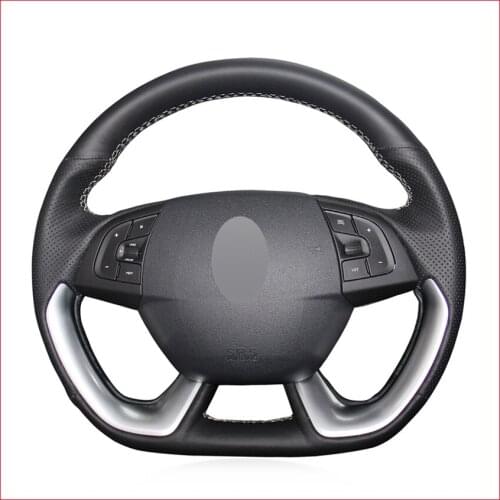 Black PU Faux Leather DIY Hand-stitched Car Steering Wheel Cover for Citroen DS5 DS 5 DS5LS DS 5LS DS4S DS 4S DS6 DS 6