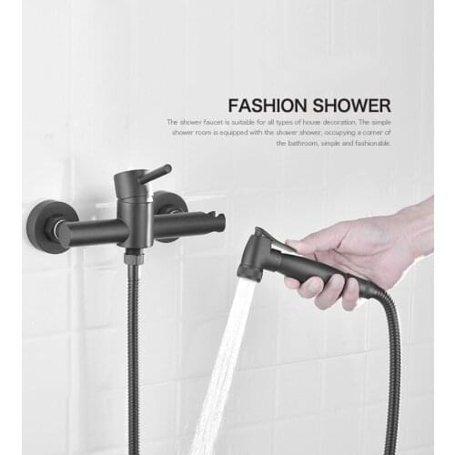 Black all brass Shower head Spray set Hot Cold water Mixer Valve faucet with 1.5m Hose,Copper Handheld Shower nozzle jet Set
