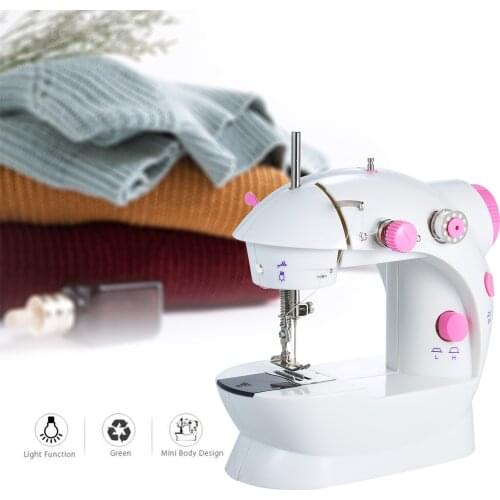 Home Mini Sewing Machine Adjustable 2-Speed Double Thread Portable Electric Household Multifunction Sewing Machin with Lights