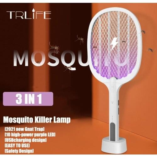 3000V Electric Mosquito Killer With UV Lamp USB 1200mAh Rechargeable Bug Zapper Summer Fly Swatter Trap Home Bug Insect Racket