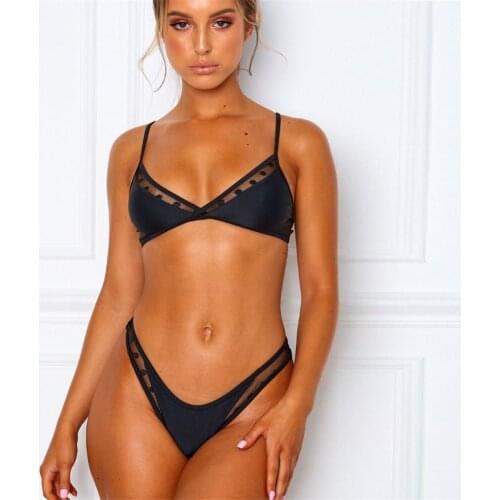 Factory Cheap Nylon Mesh Polka Dot Fabric Split Ladies Swimsuit Mujer Triangle 18 Teen XXX Hot Sexy Bikini Young Girl Swimwear