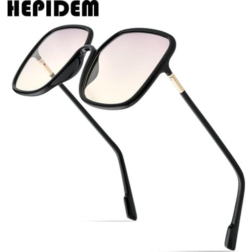 HEPIDEM 2020 New Acetate Square Sunglasses Men Gentle Brand Design Big Oversize Sun Glasses for Women Mirrored UV400 Shades 9150