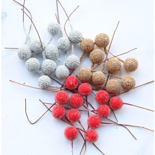 10PCS Simulation Plant Fake Flower Accessories Red Fruit Shooting Props Bean Branch Berry Foaming Branch Simulation Foam Berry