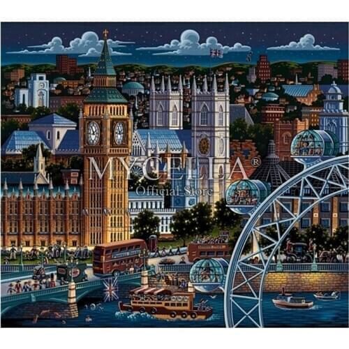 Cartoon London 5D Diy Diamond Painting Cross Stitch Kits Full Diamond Embroidery City Needlework Mosaic Wall Stickers Home Decor