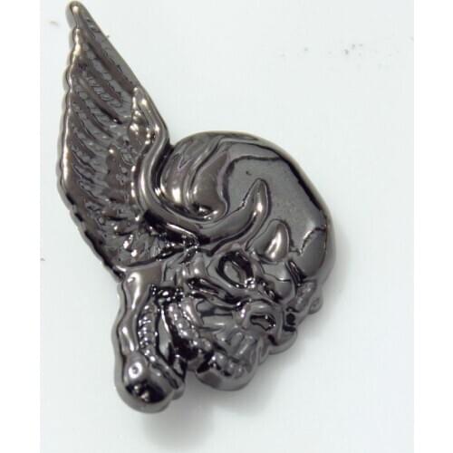 KB707) Wholesale 50pc 1-1/8'' (3.0cm) Winged Skull Concho Right Face Western Concho Gunmetal