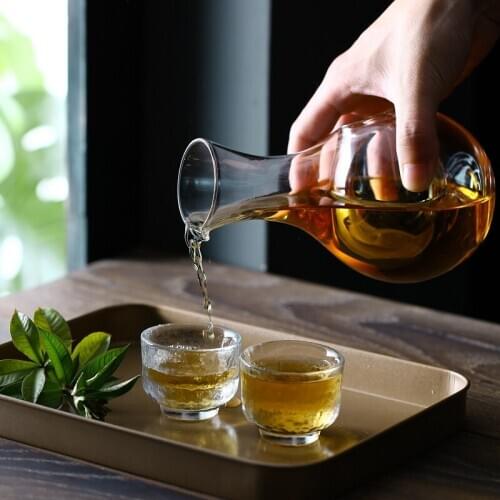 Creative Japanese Glass Wine Set Hamster Nest Sake Set Decanter Crystal Wine Warmer Glass Clear Wine Pot Whisky Bottle Barware