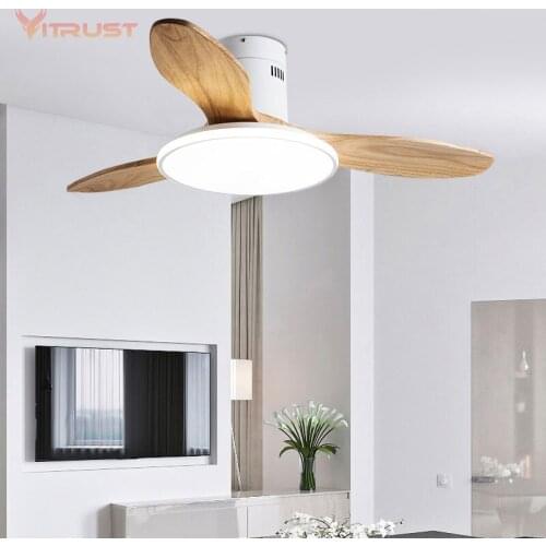 Solide Creative Woonden Ceiling Fan with Remote Control and LED Light