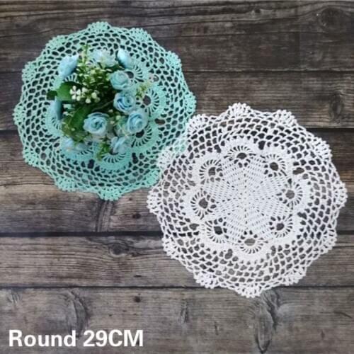 29cm Round Vintage Lace Cotton Coaster Placemat Luxury Handmade Crochet Wedding Doily Mug Cup Coffee Pad Table Place Mat Kitchen