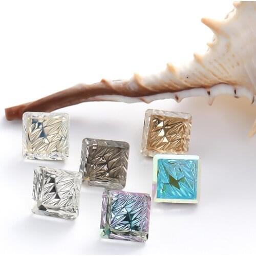 10mm Square Shape Glass Strass K9 Glass Nail Decoration Rhienestones Flatback Glue On Nails Glitter Crystal Strass