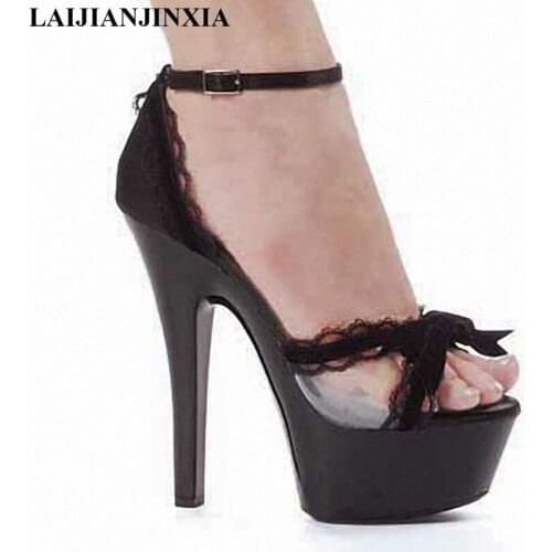 LAIJIANJINXIA New women sexy stilettos female sandals 15cm super high heels waterproof Taiwan show catwalk shows nightclub Shoes
