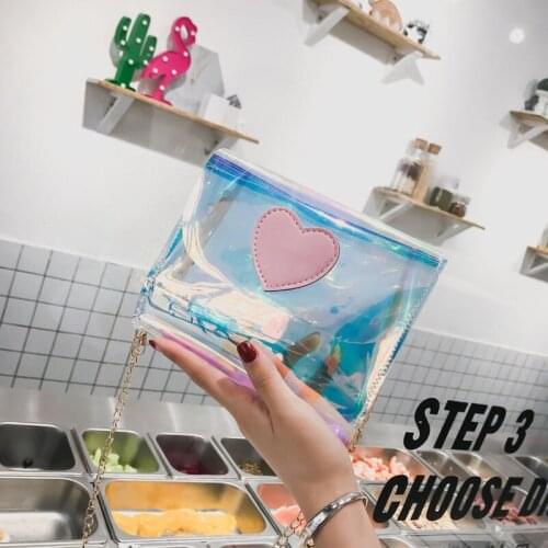Spring and Summer Fashion Beach Bag Heart Small Square Shoulder Bag Package Transparent Student Crossbody Bags Bolsos Mujer