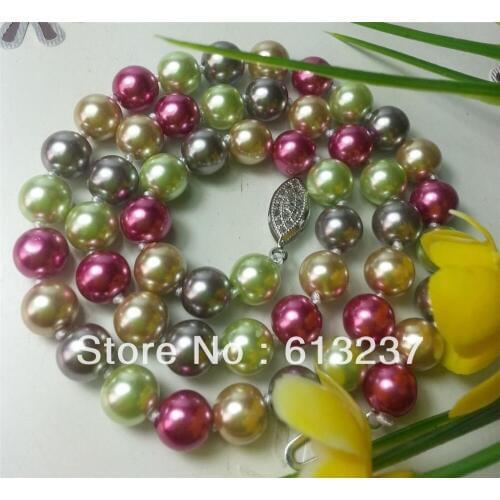 Fashion 10mm multicolor shell simulated-pearl chokers rope chains necklace high grade women anniversary party gift 18inch MY4174