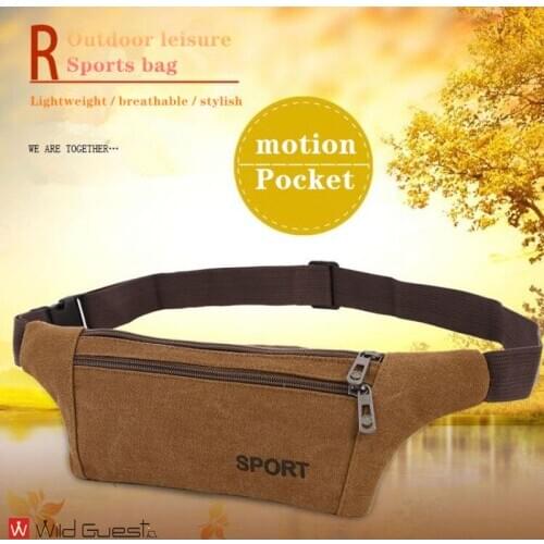 Mens and womens running waist bag sports waist bag multifunctional mini waist bag convenient canvas waterproof waist bag