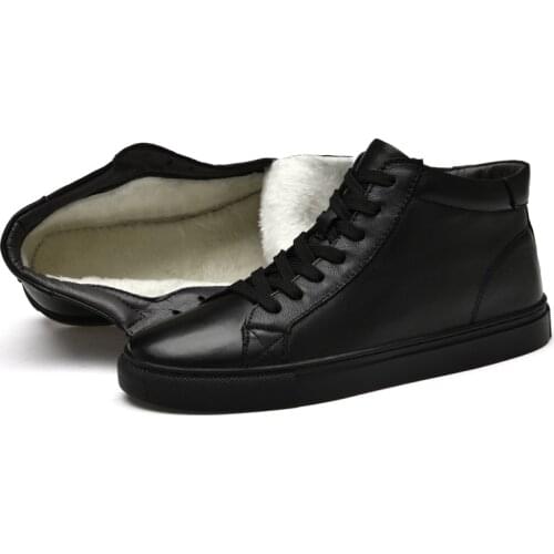 Men Boots Genuine Leather Warm Warm Fur&Plush Snow Boots Outdoor Men Ankle Boots Winter Warm Shoes