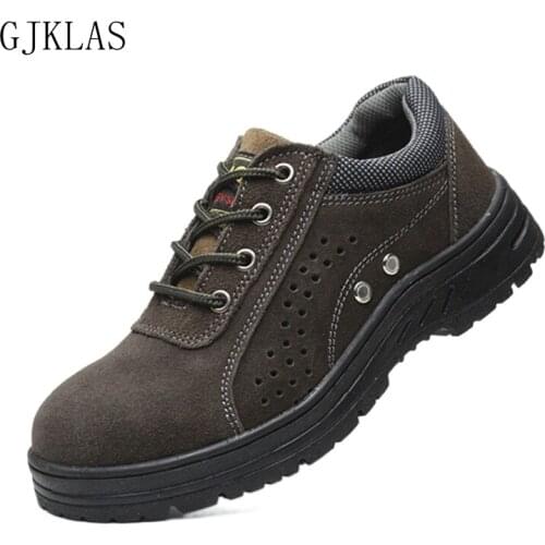 Steel Toe Shoes Men Boots Genuine Leather Anti-hit Anti-puncture Saftey Shoes for Men Work Boots Protective Safety Work Shoes
