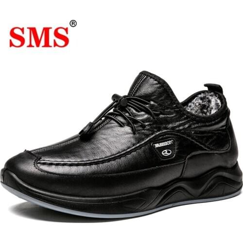 SMS Men Shoes Casual Leather Waterproof Snow Boots Dad Shoes Winter Warm Shoes Sneakers Hommes Chaussures Boots Soft Shoes